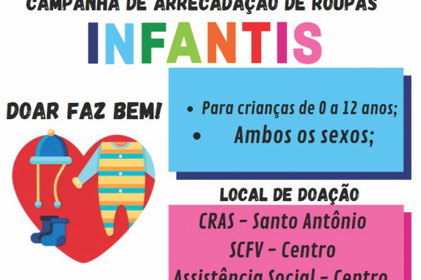 CAMPANHA DE ARRECADAÇÃO DE ROUPAS INFANTIS